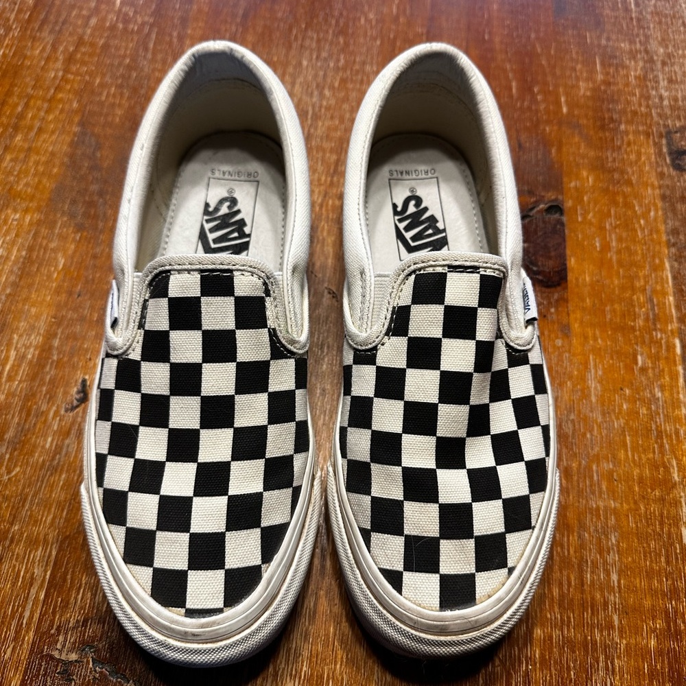 Vans Checkered Slip-On Shoes - Black and White